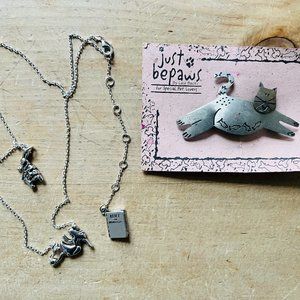 Alice in Wonderland Necklace and Just Bepaws Cat Pin
